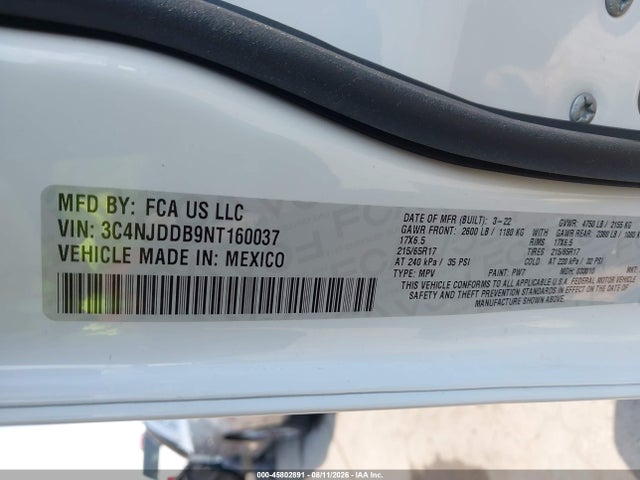 45802891 :رقم المزاد ، 3C4NJDDB9NT160037 vin ، 2022 Jeep Compass Trailhawk 4x4 مزاد بيع