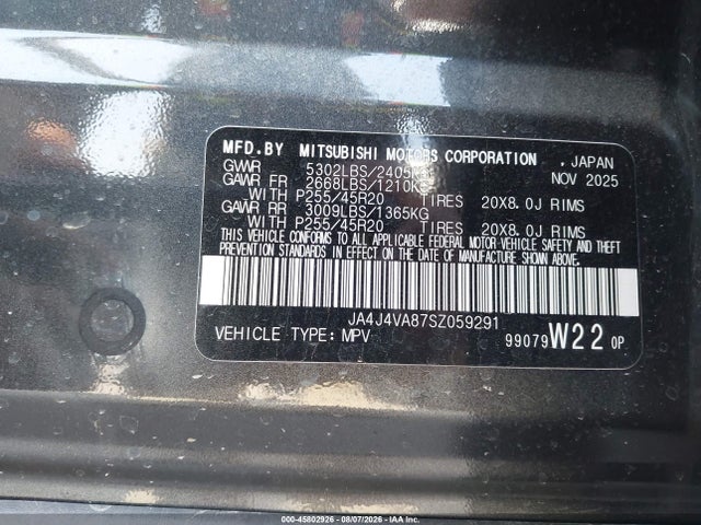 Продажа на аукционе авто 2025 Mitsubishi Outlander Se 2.5 S-awc/trail Edition S-awc, vin: JA4J4VA87SZ059291, номер лота: 45802926