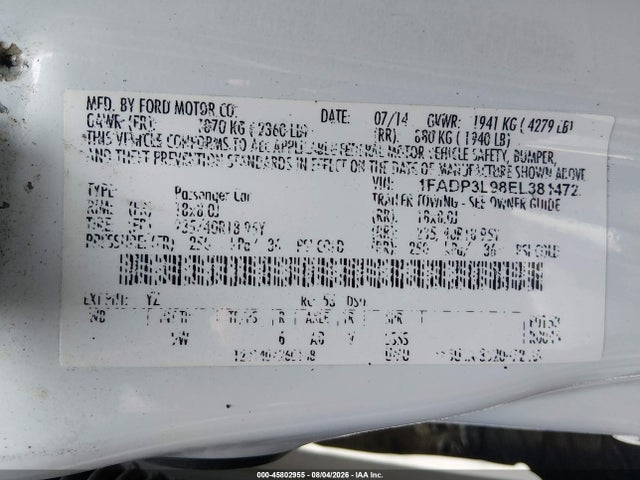 Aukcja sprzedaży 2014 Ford Focus St, vin: 1FADP3L98EL381472, numer aukcji: 45802955