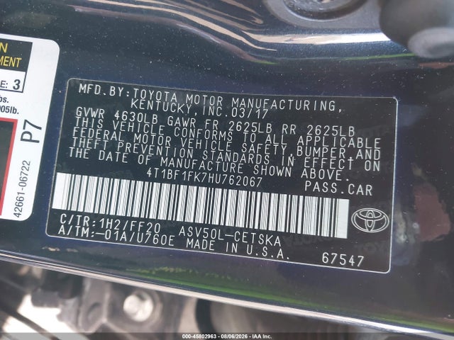 Toyota CAMRY SE 2017 4T1BF1FK7HU762067 Image 9