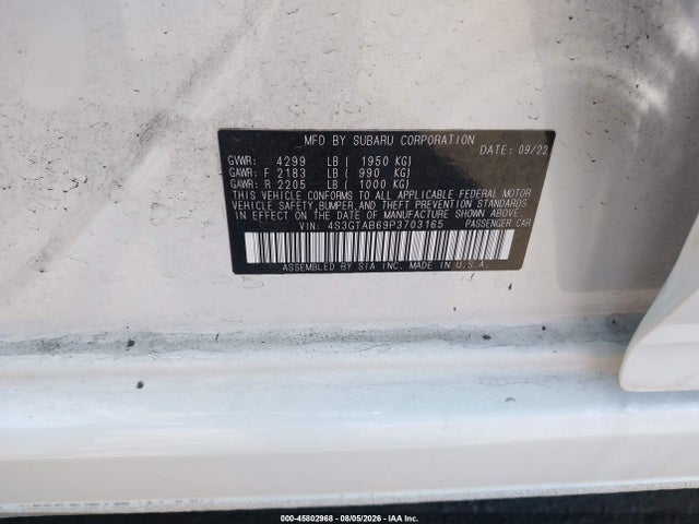 Продажа на аукционе авто 2023 Subaru Impreza Base 5-door, vin: 4S3GTAB69P3703165, номер лота: 45802968