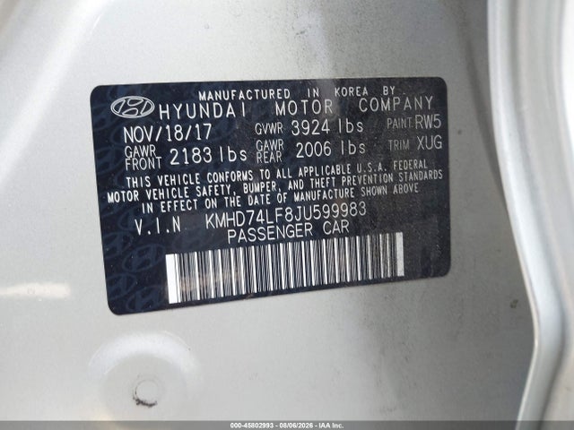 Hyundai ELANTRA SE 2018 KMHD74LF8JU599983 Image 9