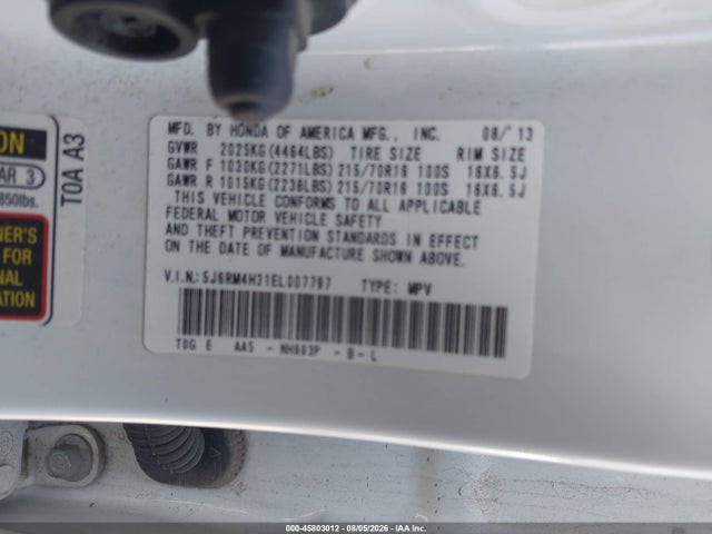 Продажа на аукционе авто 2014 Honda Cr-v Lx, vin: 5J6RM4H31EL007797, номер лота: 45803012
