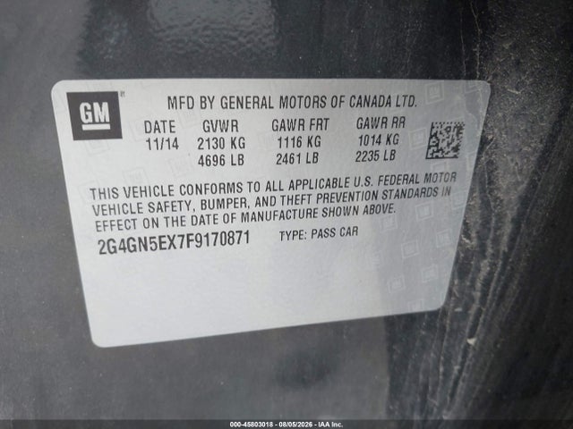 Продажа на аукционе авто 2015 Buick Regal Turbo/e-assist Premium I, vin: 2G4GN5EX7F9170871, номер лота: 45803018