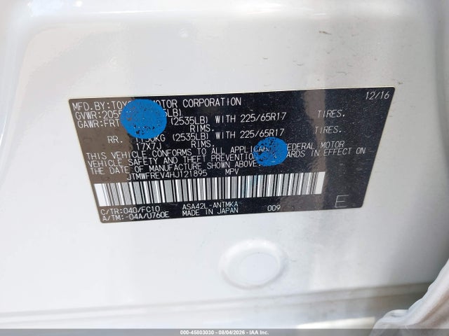 Toyota Rav4 Xle 2017 JTMWFREV4HJ121895 Image 9