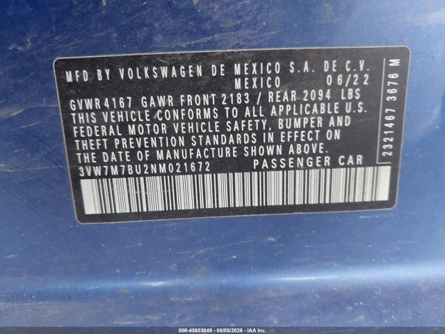 Volkswagen Jetta 1.5t Se 2022 3VW7M7BU2NM021672 Image 9