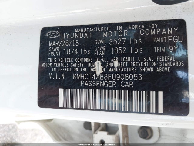 Aukcja sprzedaży 2015 Hyundai Accent Gls, vin: KMHCT4AE8FU908053, numer aukcji: 45803055