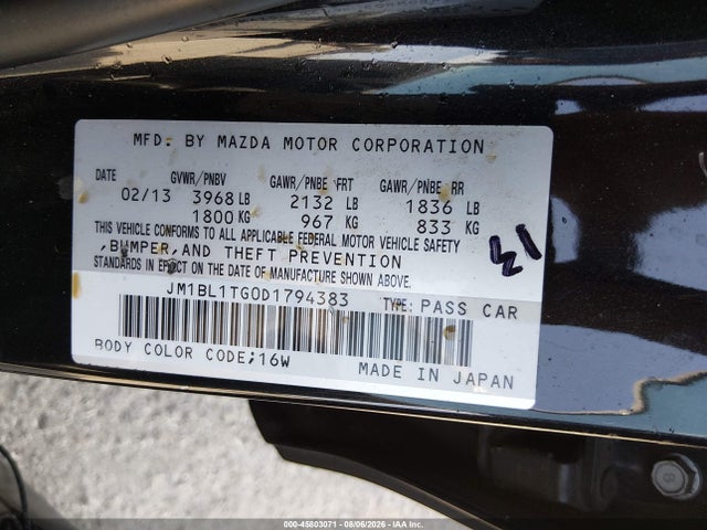 Продаж на аукціоні авто 2013 Mazda Mazda3 I Sv, vin: JM1BL1TG0D1794383, номер лоту: 45803071