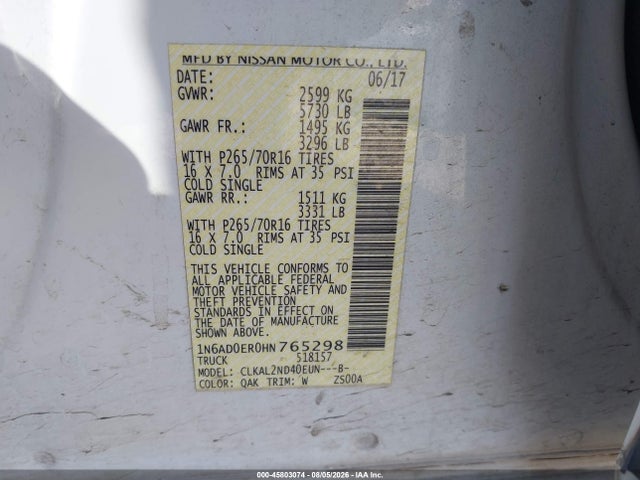 Nissan Frontier Sv 2017 1N6AD0ER0HN765298 Image 9
