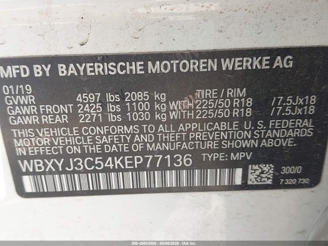Aukcja sprzedaży 2019 Bmw X2 Sdrive28i, vin: WBXYJ3C54KEP77136, numer aukcji: 45803095