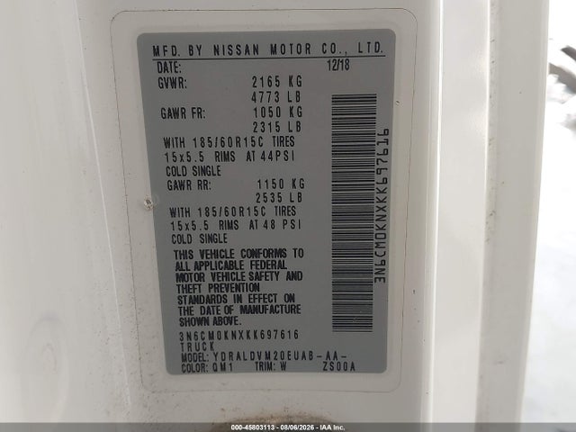 3N6CM0KNXKK697616 Nissan Nv200 S