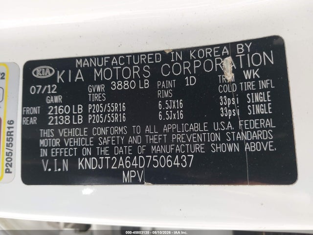 Продаж на аукціоні авто 2013 Kia Soul +, vin: KNDJT2A64D7506437, номер лоту: 45803135