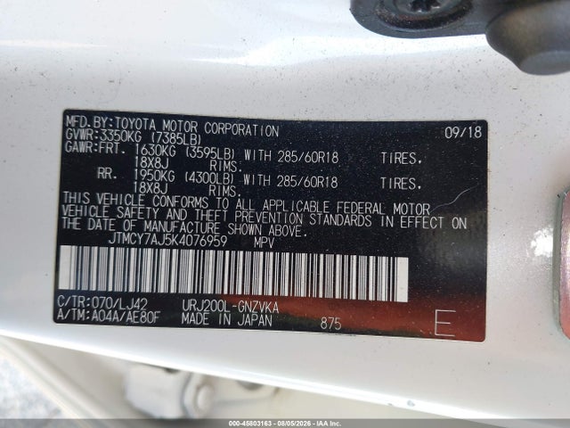 JTMCY7AJ5K4076959 Toyota Land Cruiser V8
