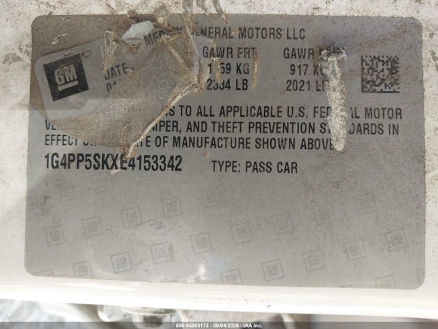 45803173 :رقم المزاد ، 1G4PP5SKXE4153342 vin ، 2014 Buick Verano مزاد بيع