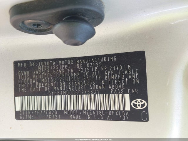 Toyota COROLLA LE 2025 5YFB4MDE5SP276631 Image 9