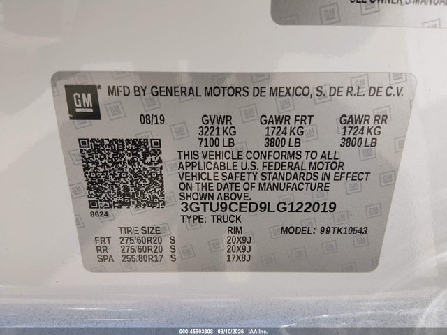 GMC Sierra 1500 4wd Short Box Elevation 2020 3GTU9CED9LG122019 Image 9