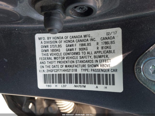 Honda CIVIC EX 2017 2HGFC2F71HH521318 Image 9