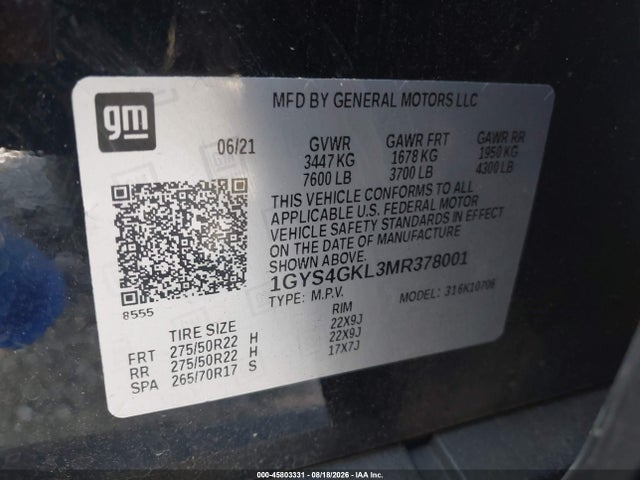 Продаж на аукціоні авто 2021 Cadillac Escalade 4wd Sport Platinum, vin: 1GYS4GKL3MR378001, номер лоту: 45803331
