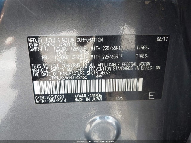 JTMRJREV6HD142466 Toyota Rav4 Hybrid Xle