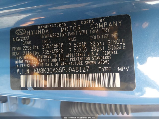 KM8K3CA35PU948127 Hyundai Kona N Line