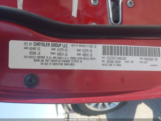 45803439 :رقم المزاد ، 2C3CCAET1DH661622 vin ، 2013 Chrysler 300c مزاد بيع