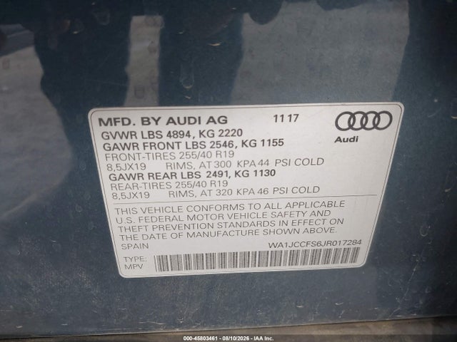 WA1JCCFS6JR017284 Audi Q3 2.0t Premium/2.0t Sport Premium