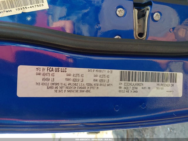 45803474 :رقم المزاد ، 2C3CDXGJXJH306374 vin ، 2018 Dodge Charger Daytona 392 Rwd مزاد بيع