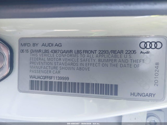 Продаж на аукціоні авто 2015 Audi A3 1.8t Premium, vin: WAUACGFF6F1139999, номер лоту: 45803487