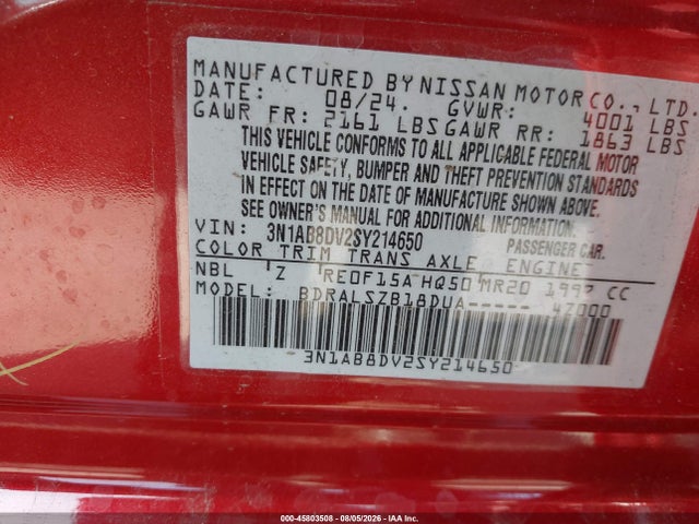 Nissan SENTRA SR 2025 3N1AB8DV2SY214650 Image 9