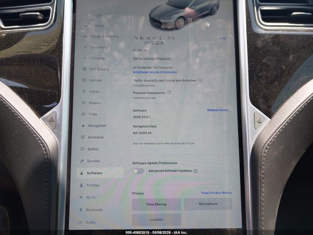 Продаж на аукціоні авто 2015 Tesla Model S 70d/85d/p85d, vin: 5YJSA1H24FF084433, номер лоту: 45803515