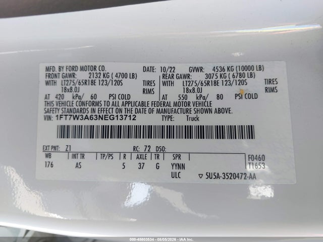 Ford F-350 Xl 2022 1FT7W3A63NEG13712 Image 9