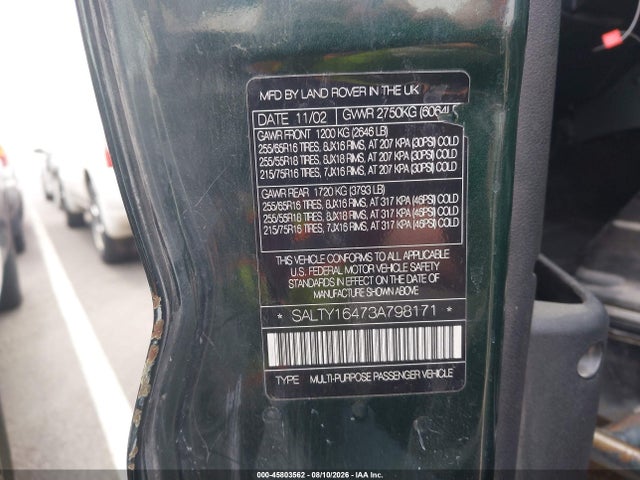 45803562 :رقم المزاد ، SALTY16473A798171 vin ، 2003 Land Rover Discovery Se مزاد بيع