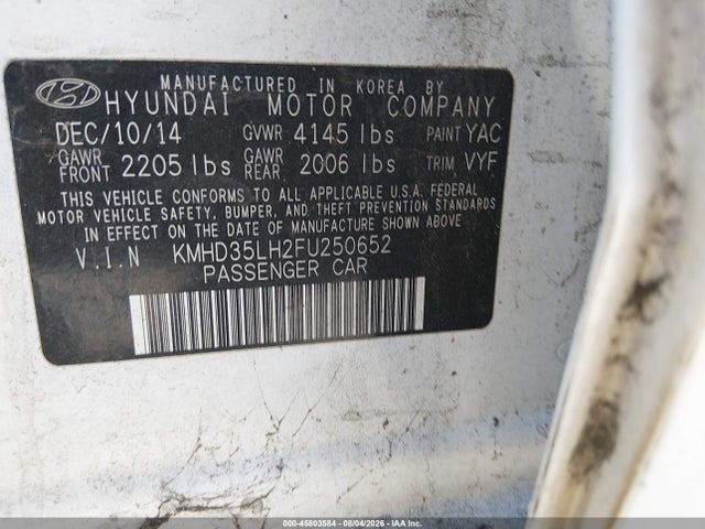 KMHD35LH2FU250652 Hyundai ELANTRA GT
