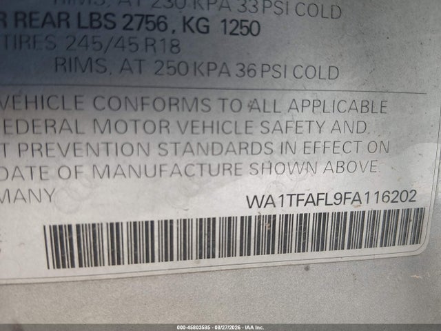 WA1TFAFL9FA116202 Audi Allroad 2.0t Premium