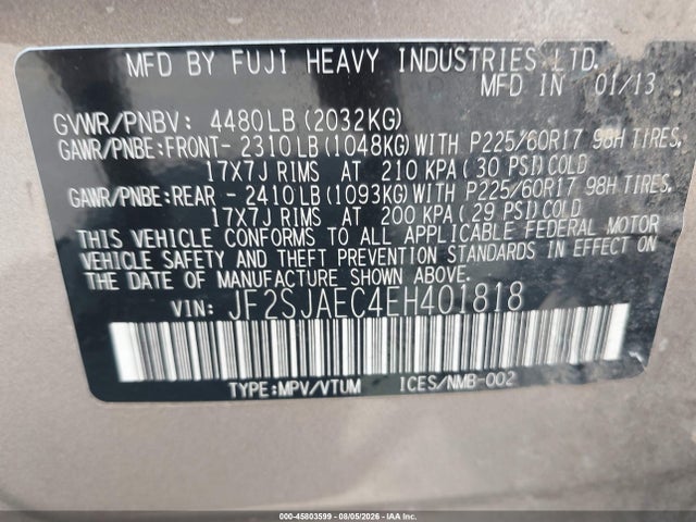 Subaru Forester 2.5i Premium 2014 JF2SJAEC4EH401818 Image 9