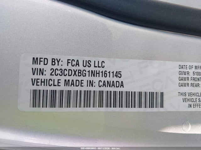 Aukcja sprzedaży 2022 Dodge Charger Sxt Rwd, vin: 2C3CDXBG1NH161145, numer aukcji: 45803602