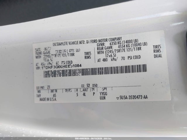 Ford F-350 Chassis Xl 2017 1FDRF3G60HEE51084 Image 9