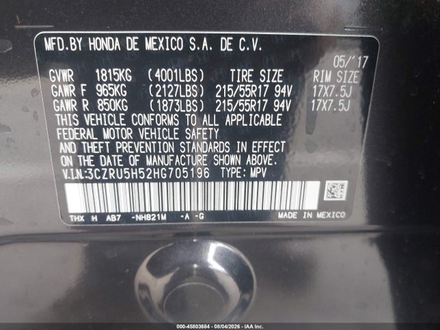 Honda HR-V EX 2017 3CZRU5H52HG705196 Image 9