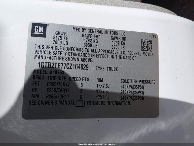 Продажа на аукционе авто 2012 Gmc Sierra 1500 Work Truck, vin: 1GTR2TE77CZ164029, номер лота: 45803686