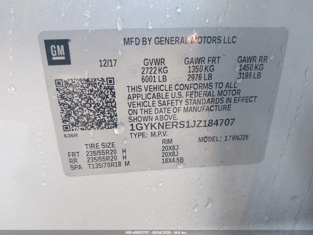 Aukcja sprzedaży 2018 Cadillac Xt5 Premium Luxury, vin: 1GYKNERS1JZ184707, numer aukcji: 45803707