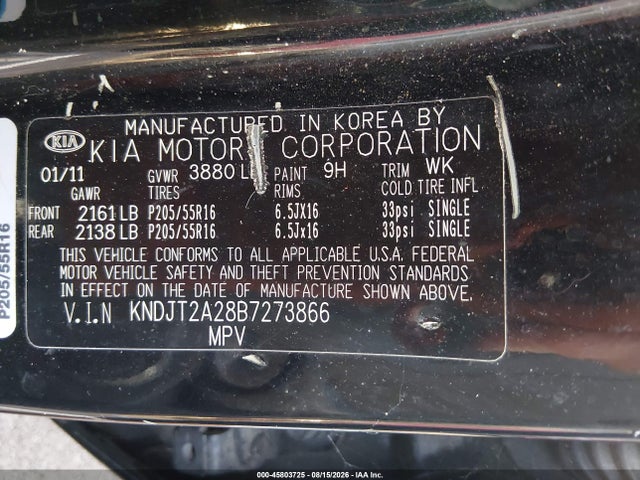 2011 Kia Soul + მანქანა იყიდება აუქციონზე, vin: KNDJT2A28B7273866, აუქციონის ნომერი: 45803725