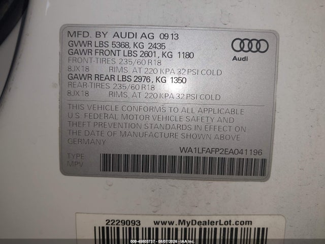 WA1LFAFP2EA041196 Audi Q5 2.0t Premium
