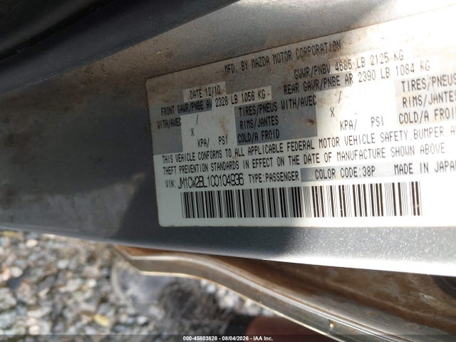 45803828 :رقم المزاد ، JM1CW2BL1C0104936 vin ، 2012 Mazda Mazda5 Sport مزاد بيع