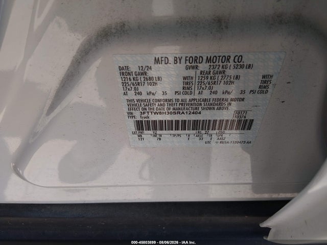 Aukcja sprzedaży 2025 Ford Maverick Xlt, vin: 3FTTW8H30SRA12404, numer aukcji: 45803899