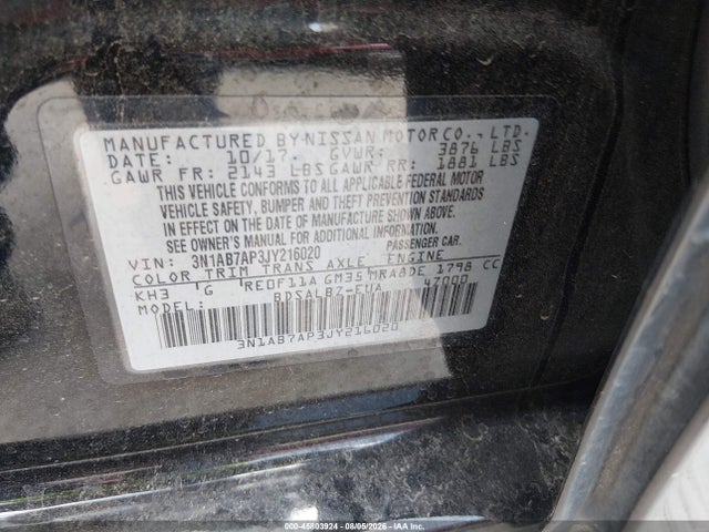 Nissan SENTRA S 2018 3N1AB7AP3JY216020 Image 9