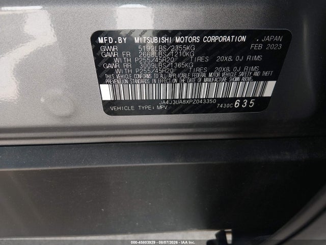 Aukcja sprzedaży 2023 Mitsubishi Outlander Se 2.5 2wd/se Black Edition 2wd/se Special Edition 2wd, vin: JA4J3UA8XPZ043350, numer aukcji: 45803929