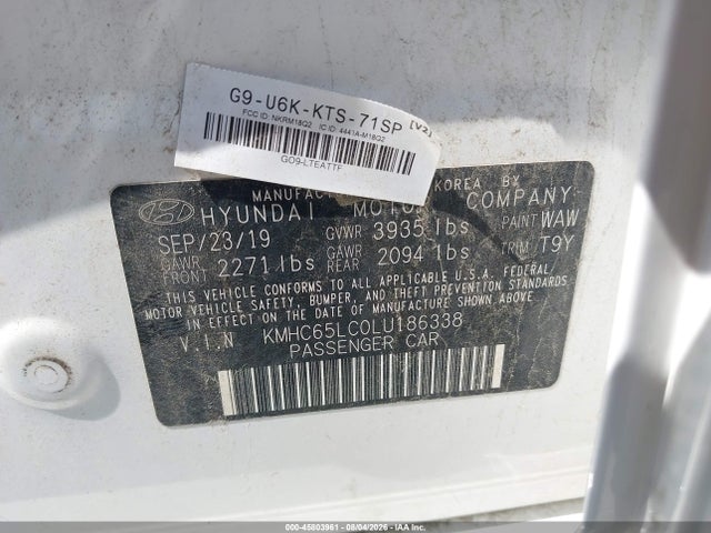 Продажа на аукционе авто 2020 Hyundai Ioniq Hybrid Blue, vin: KMHC65LC0LU186338, номер лота: 45803961