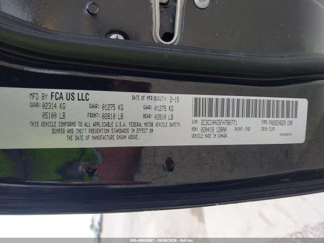 Продаж на аукціоні авто 2015 Chrysler 300 Limited, vin: 2C3CCAAG5FH780771, номер лоту: 45803967