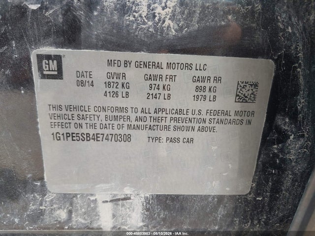 1G1PE5SB4E7470308 Chevrolet Cruze 2lt Auto