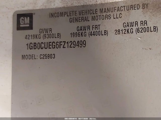 2015 Chevrolet Silverado 2500hd Work Truck მანქანა იყიდება აუქციონზე, vin: 1GB0CUEG6FZ129499, აუქციონის ნომერი: 45804016
